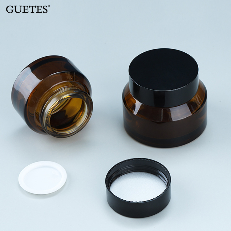 China Wholesale Glass Jars Slant Shoulder Containers Amber Glass Bottles
