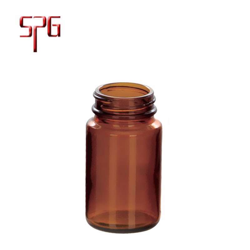 China Wholesale Manufacturer 75cc Wide Mouth Amber Glass Bottle for Tablet GPI 400