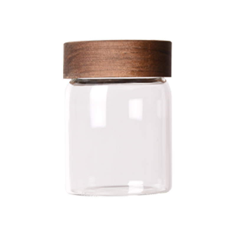 China Wholesale proper price wood lid glass jar, round glass jar
