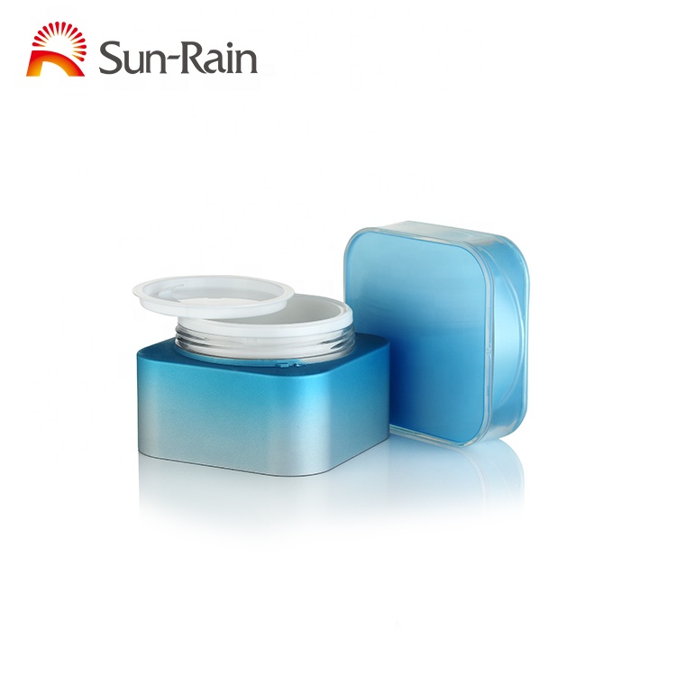 China acrylic clear square black silver cosmetic cream 50g face cream jar