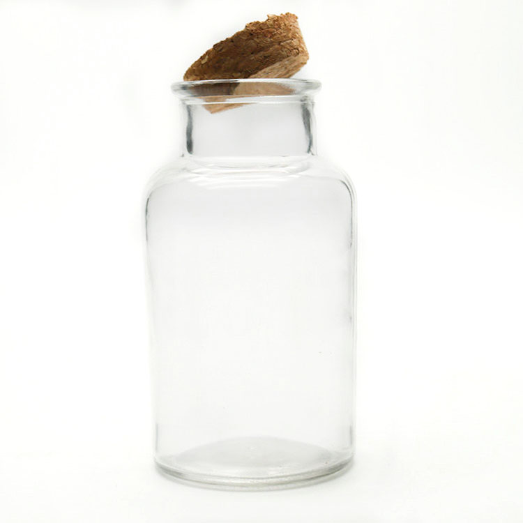 China clear jar with wooden cork 125 ml 250 ml 500 ml spice glass