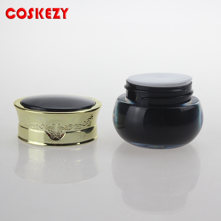 China cosmetic 15ml Black plastic acrylic cream jar container Suppliers