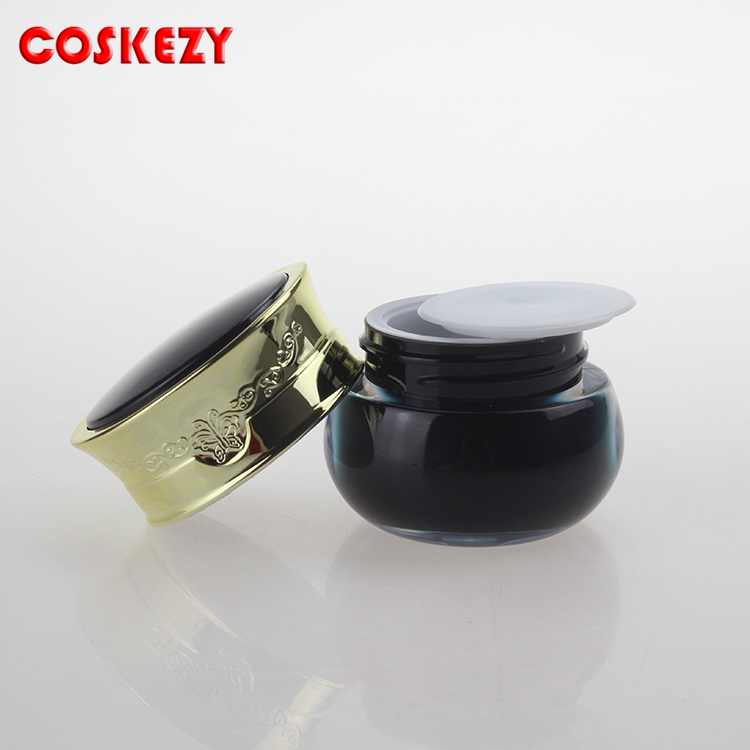 China cosmetic 15ml Black plastic acrylic cream jar container Suppliers