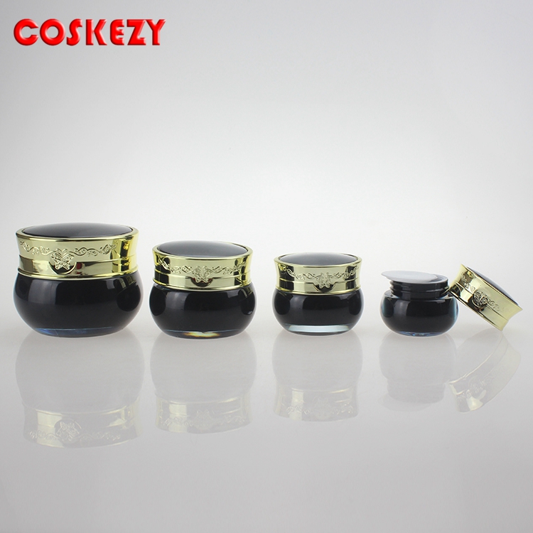 China cosmetic 15ml Black plastic acrylic cream jar container Suppliers