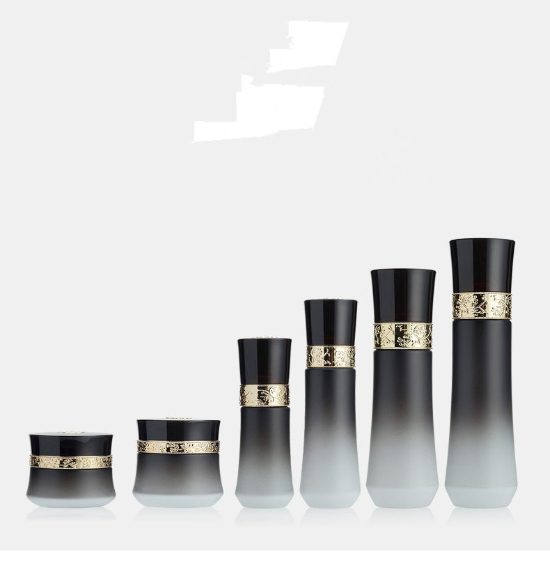 China design empty environmentally friendly cosmetic cream packaging bottle set cosmetic bottle black glass