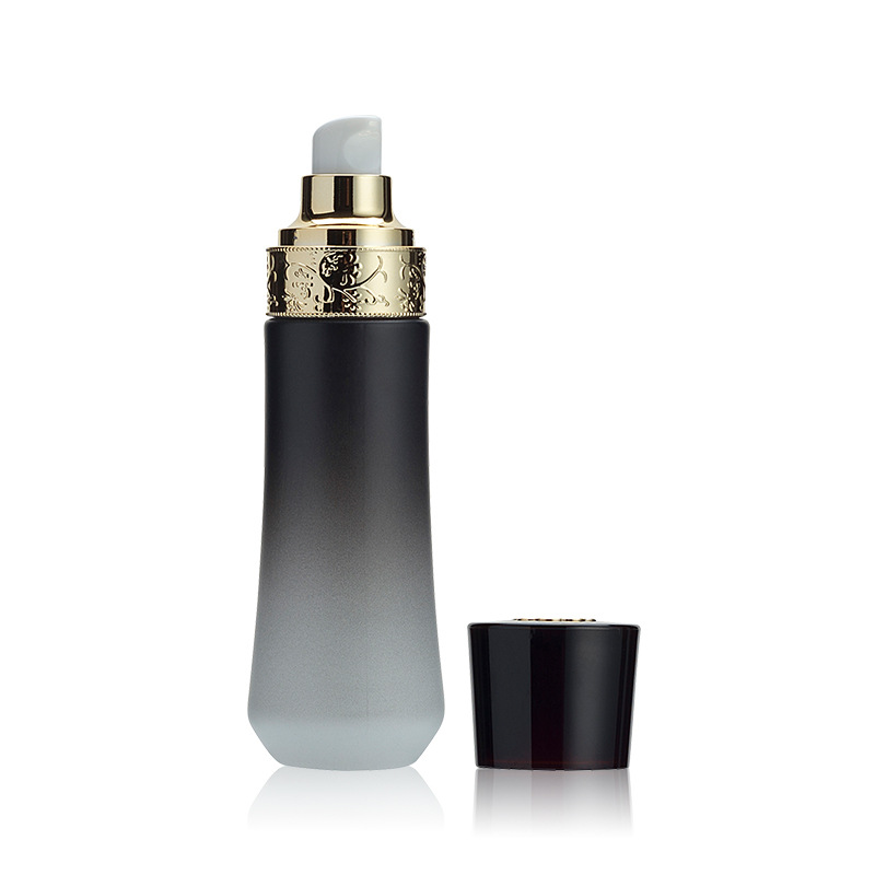 China design empty environmentally friendly cosmetic cream packaging bottle set cosmetic bottle black glass