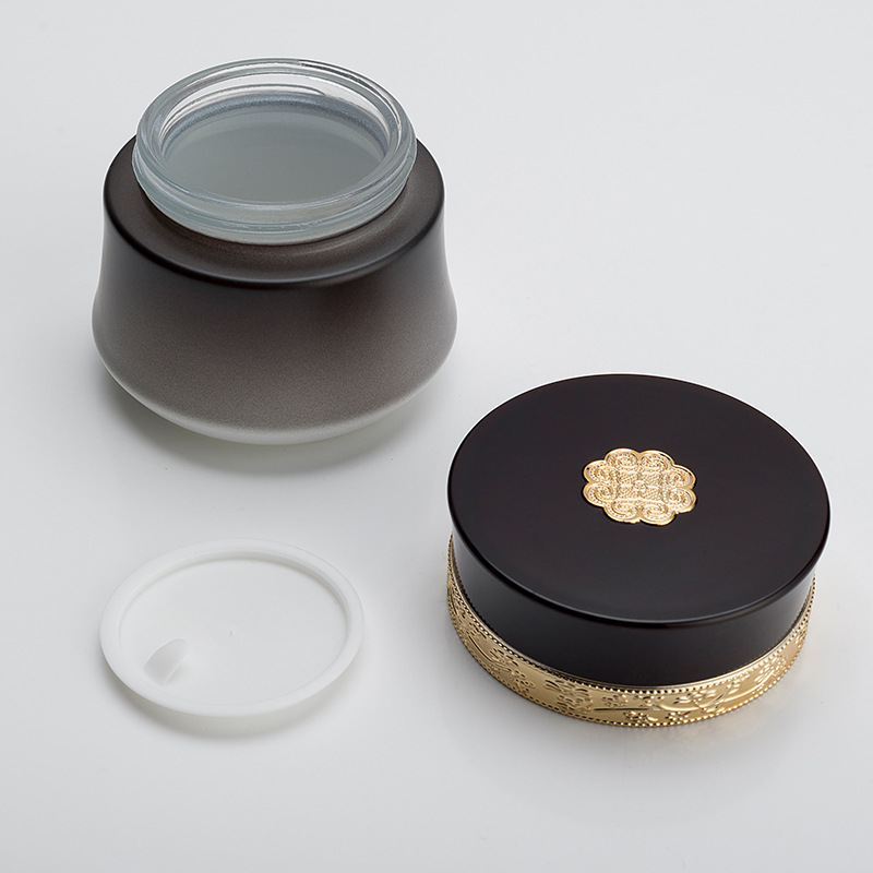 China design empty environmentally friendly cosmetic cream packaging bottle set cosmetic bottle black glass
