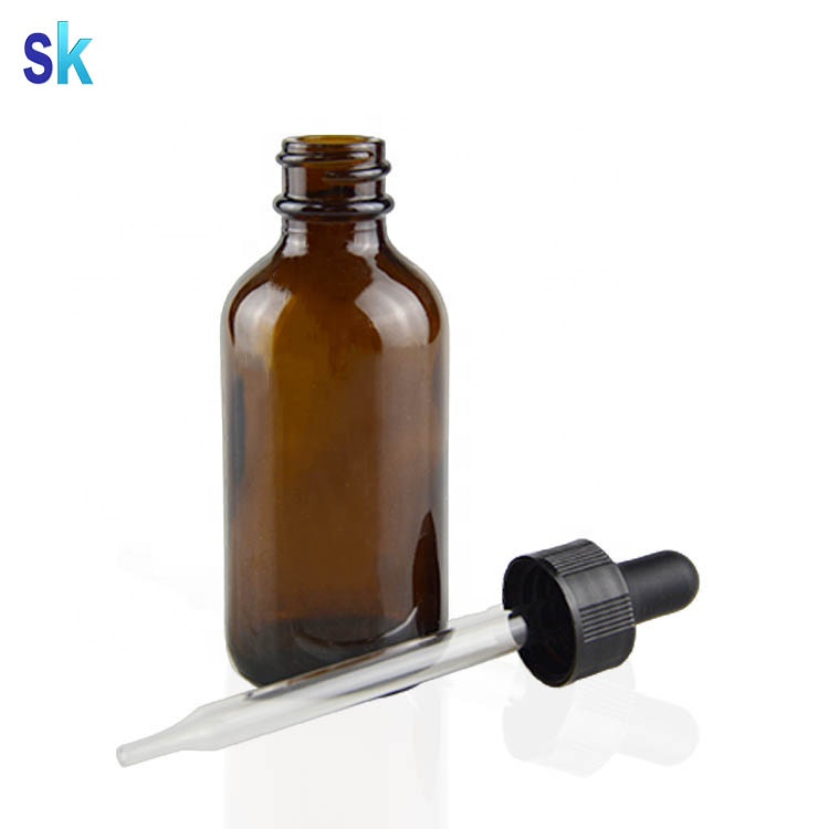 China factory 2 oz boston round glass dropper bottle