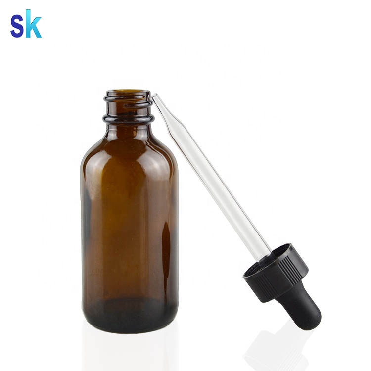 China factory 2 oz boston round glass dropper bottle
