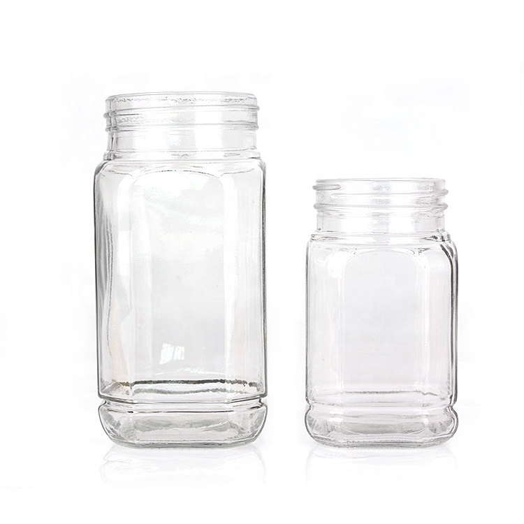 China factory 380ml 730ml large wide mouth Clear glass honey jam food storage jar