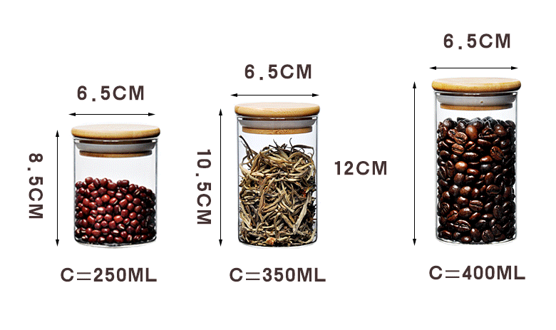 China factory 80ml 90ml 100ml 150ml 200ml 250ml 300ml multi size high borosilicate glass storage jar with wood lid