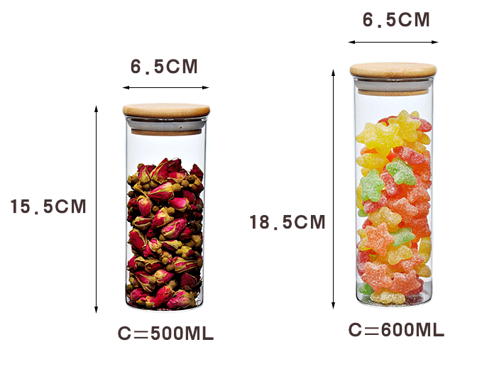 China factory 80ml 90ml 100ml 150ml 200ml 250ml 300ml multi size high borosilicate glass storage jar with wood lid