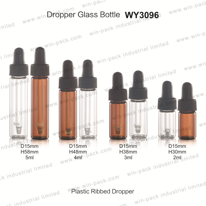 China factory custom thin tall clear tube calibrated eye glass dropper bottle 2ml 3ml 4ml 5ml