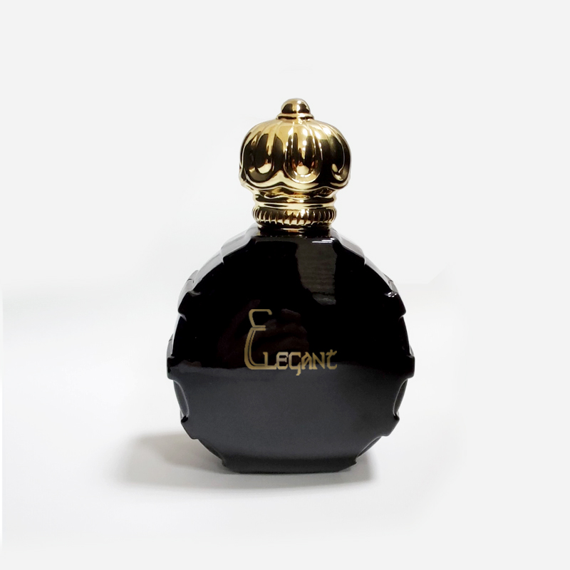 China factory hot sale fast response customized dubai saudi arabic luxury hotstamp logo black perfume bottle with zinc alloy cap