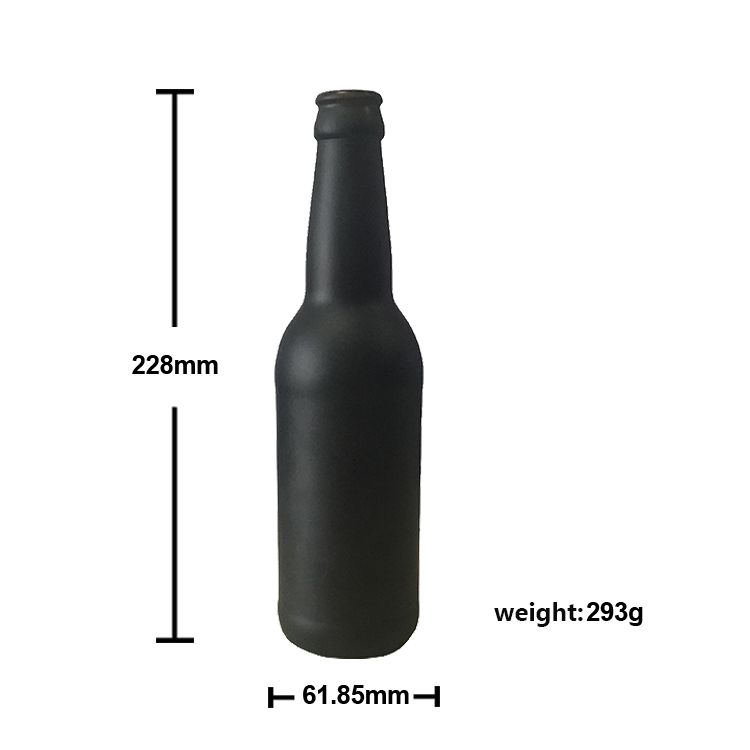 China factory price 330ml matte painted black beer bottle glass CY-105