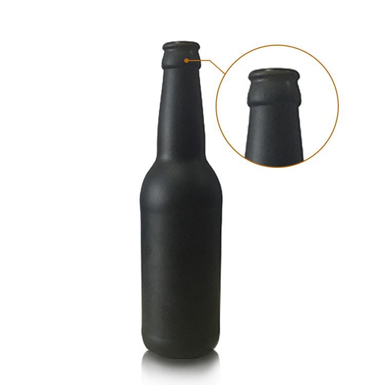 China factory price 330ml matte painted black beer bottle glass CY-105