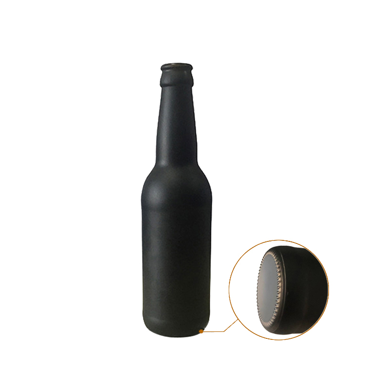 China factory price 330ml matte painted black beer bottle glass CY-105