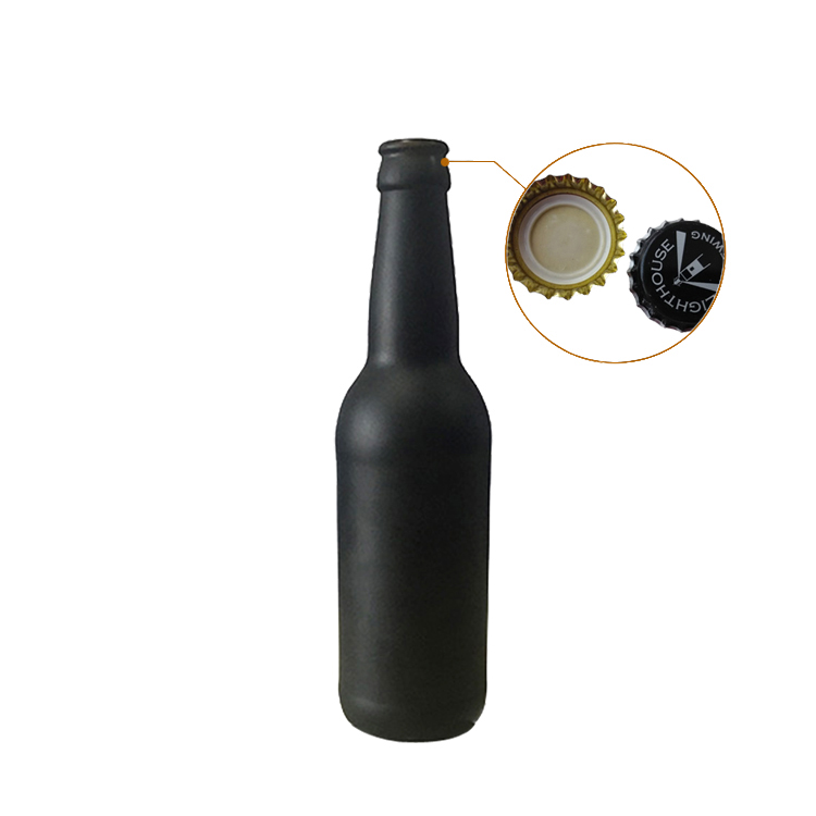 China factory price 330ml matte painted black beer bottle glass CY-105
