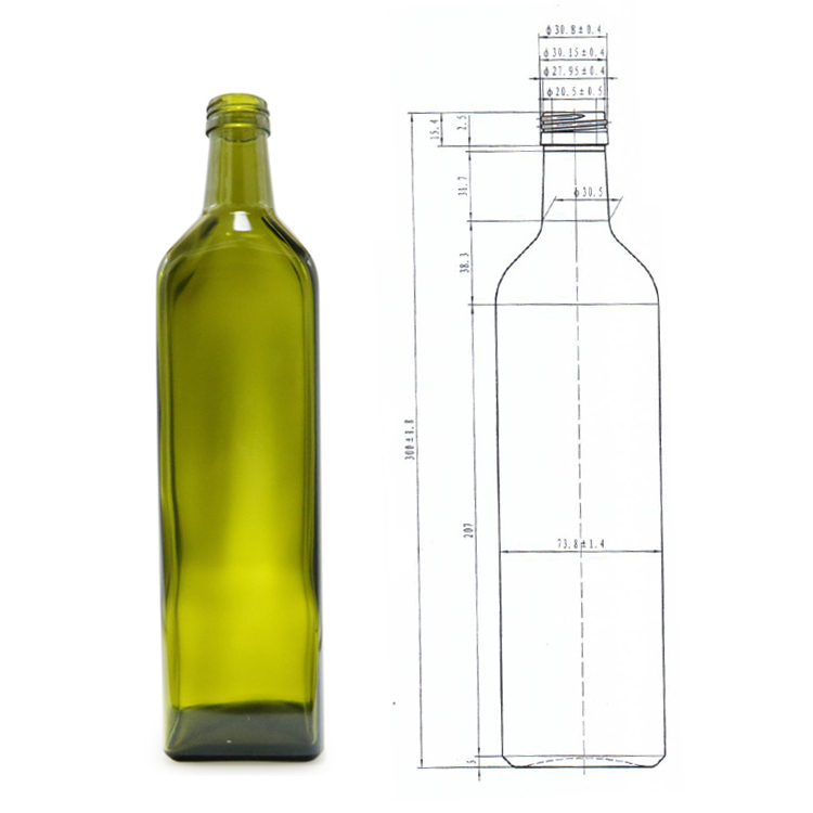 China factory wholesale 1 liter olive oil glass bottles
