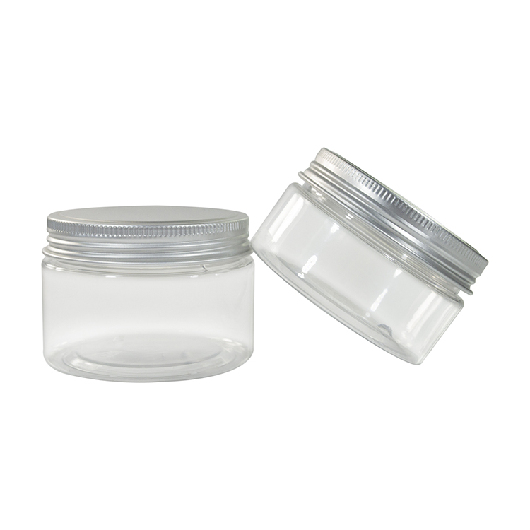 China factory wholesale 30g 50g 100g 150g 200g 250g clear PET plastic cream jar with aluminum screw cap