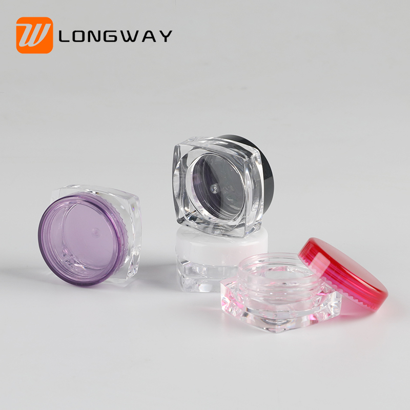China factory wholesale 3g 5g square empty plastic cream sample jar for body scrub container
