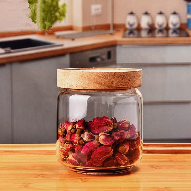 China glass jar manufacturer sale 8 oz glass jar with bamboo lid