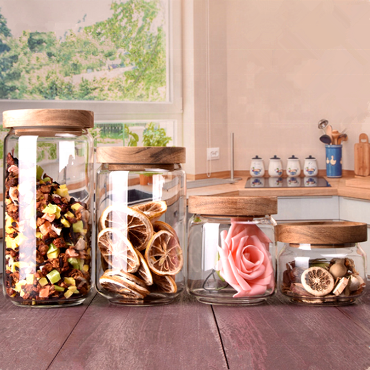 China glass jar manufacturer sale 8 oz glass jar with bamboo lid