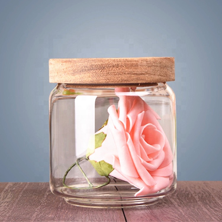 China glass jar manufacturer sale 8 oz glass jar with bamboo lid