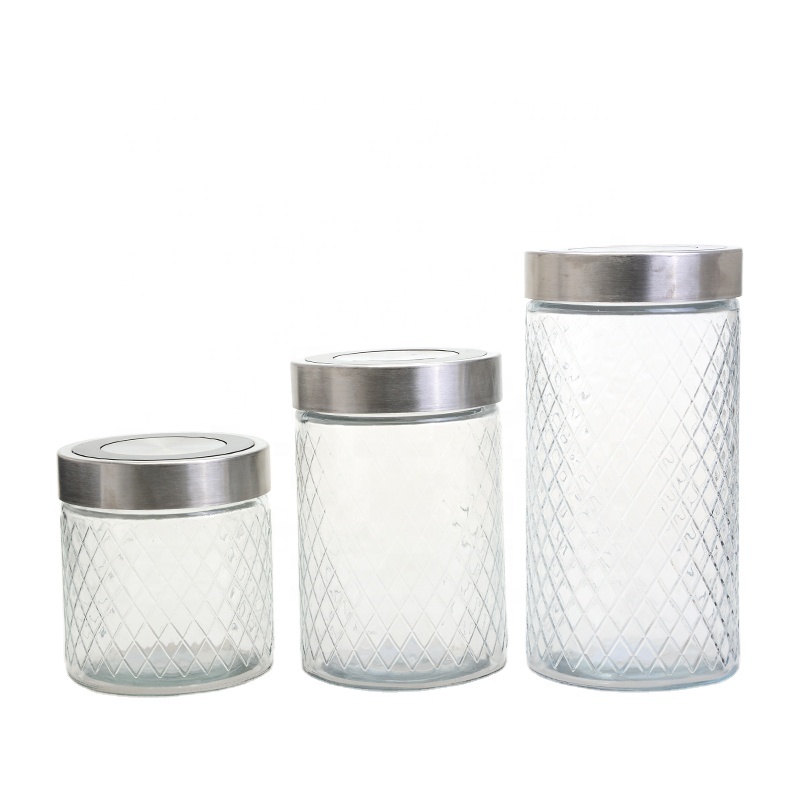 China glass jar supplier round glass jars and bottles with screw top metal lid