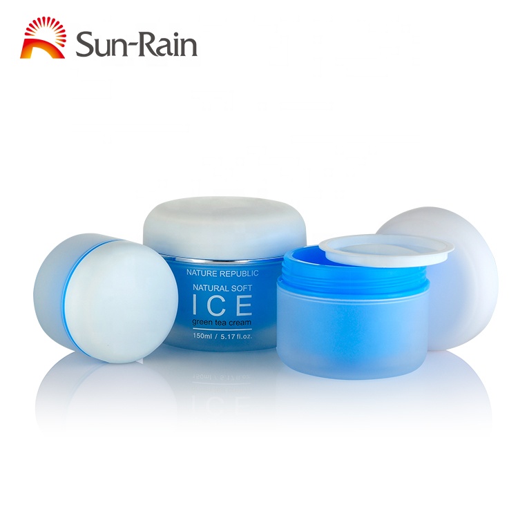 China luxury custom child proof plastic pp 100 g cosmetic jar blue