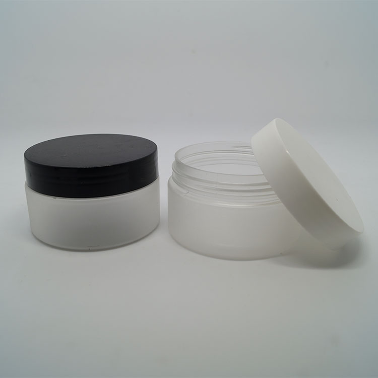 China made PET clear frosted plastic jar 250 ml with golden aluminium cover for sale