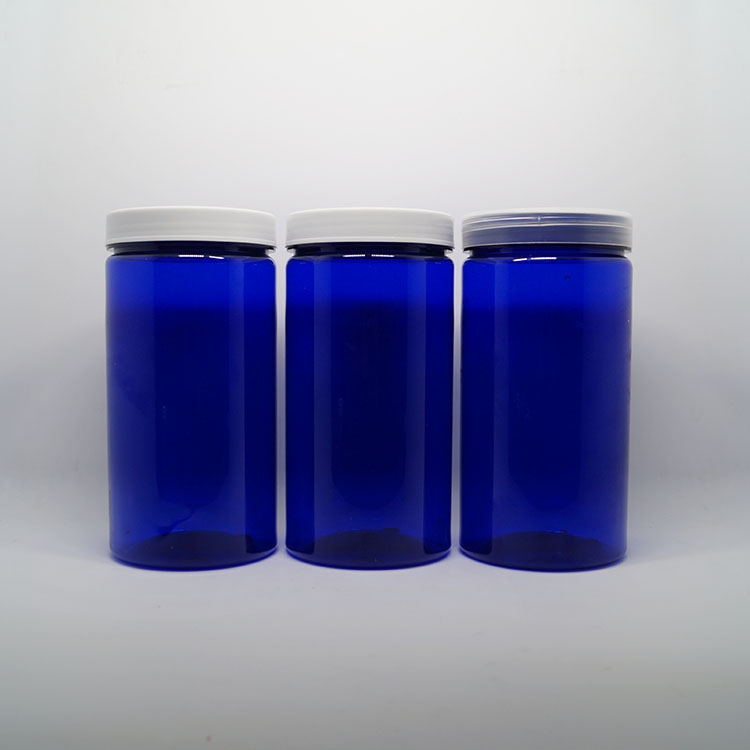 China made PET clear plastic jar 300 ml with black plastic cover for sale