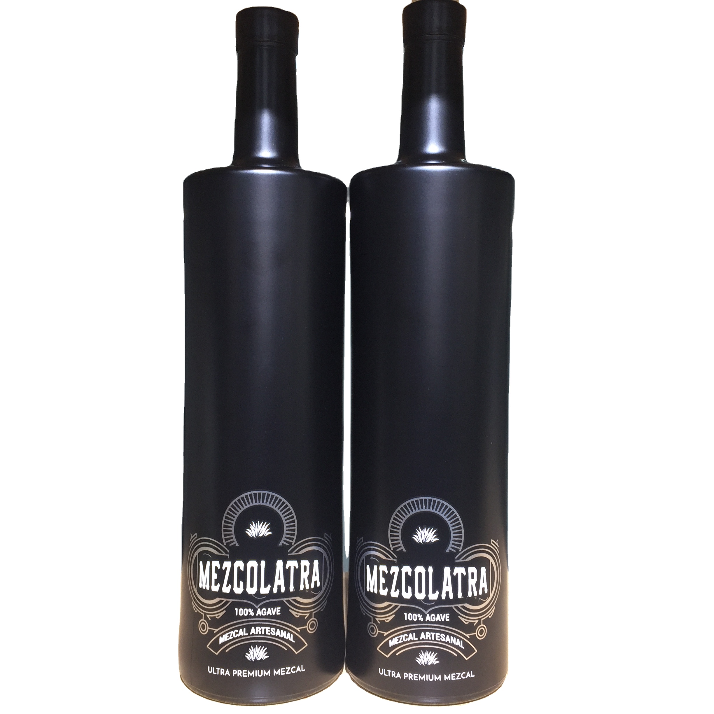 China manufacture high-end matte black 750 liquor bottle with lid