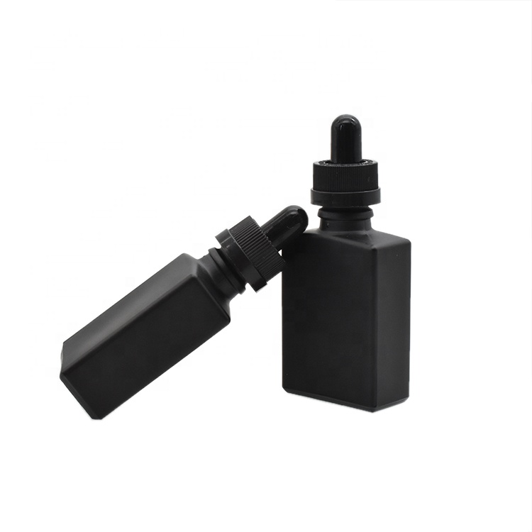 China manufacture matt black glass dropper bottle 30ml essential oil childproof bottle used for cosmetic