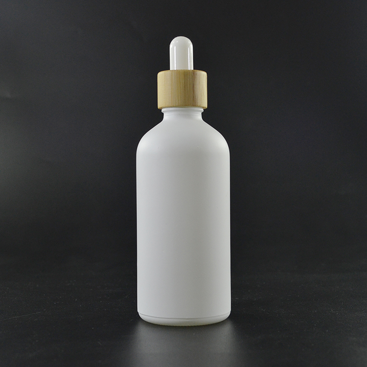China manufacture sales matte frosted black white blue 5ml 10ml 20ml 30 ml 50ml 100ml glass dropper bottle with bamboo lid