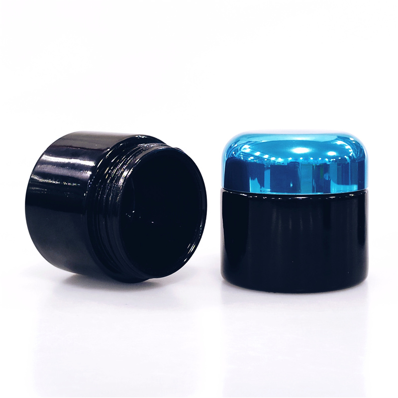 China manufacturer 10ml 15ml 30ml 50ml 60ml 100ml 250ml 500ml matte black uv glass cosmetic ultra violet protection glass jar