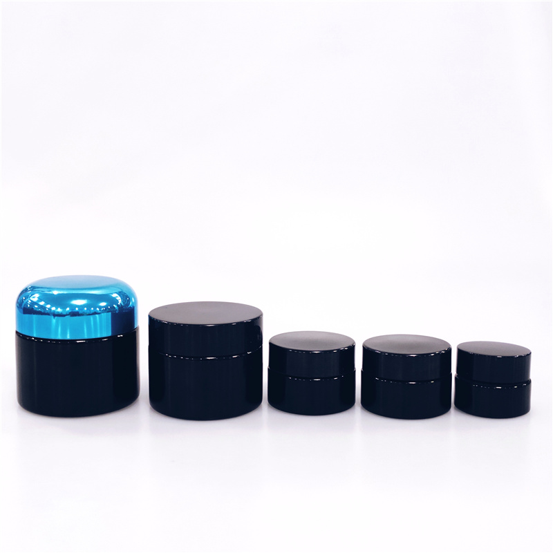 China manufacturer 10ml 15ml 30ml 50ml 60ml 100ml 250ml 500ml matte black uv glass cosmetic ultra violet protection glass jar
