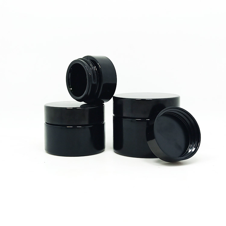 China manufacturer 10ml 15ml 30ml 50ml 60ml 100ml 250ml 500ml matte black uv glass cosmetic ultra violet protection glass jar
