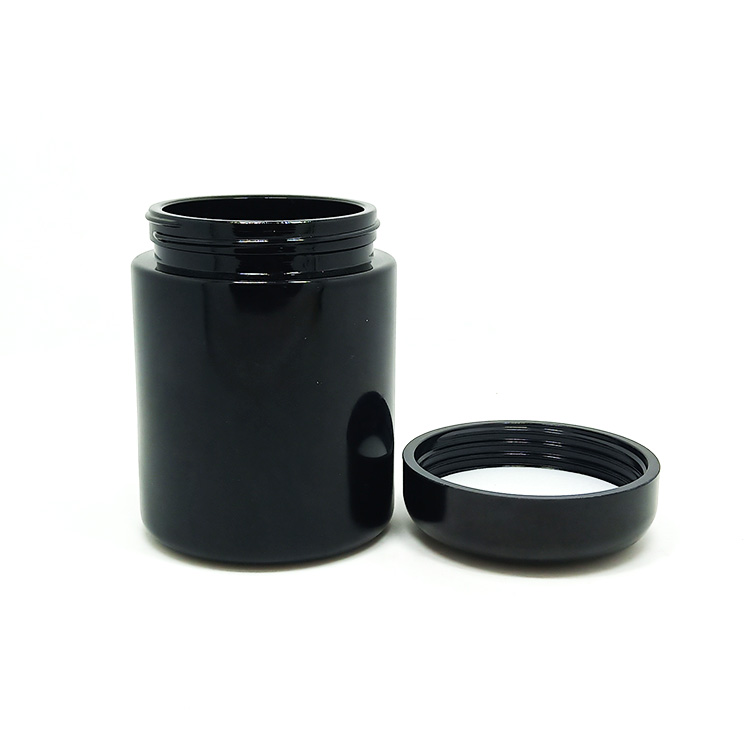 China manufacturer 10ml 15ml 30ml 50ml 60ml 100ml 250ml 500ml matte black uv glass cosmetic ultra violet protection glass jar