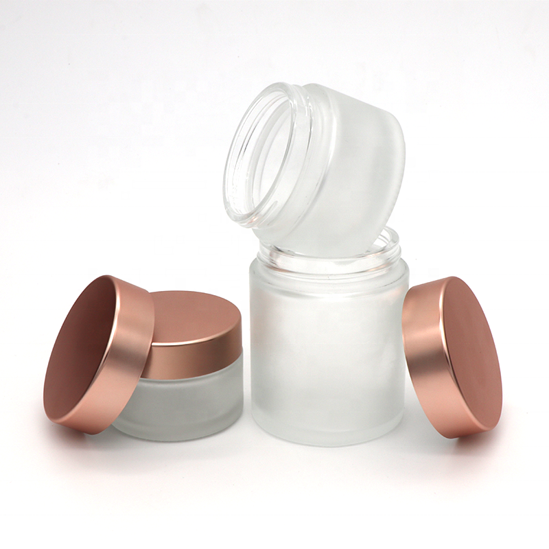 China manufacturer 15g 30g 50g 100g Silver color Bottles rose gold lid glass jars containers