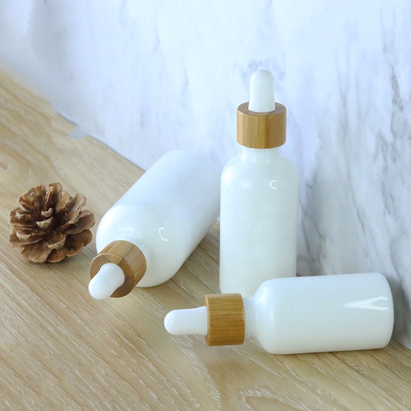 China manufacturer 15ml 20ml 30ml 50ml 100ml porcelain white bamboo dropper cosmetic bottle (GRW14)