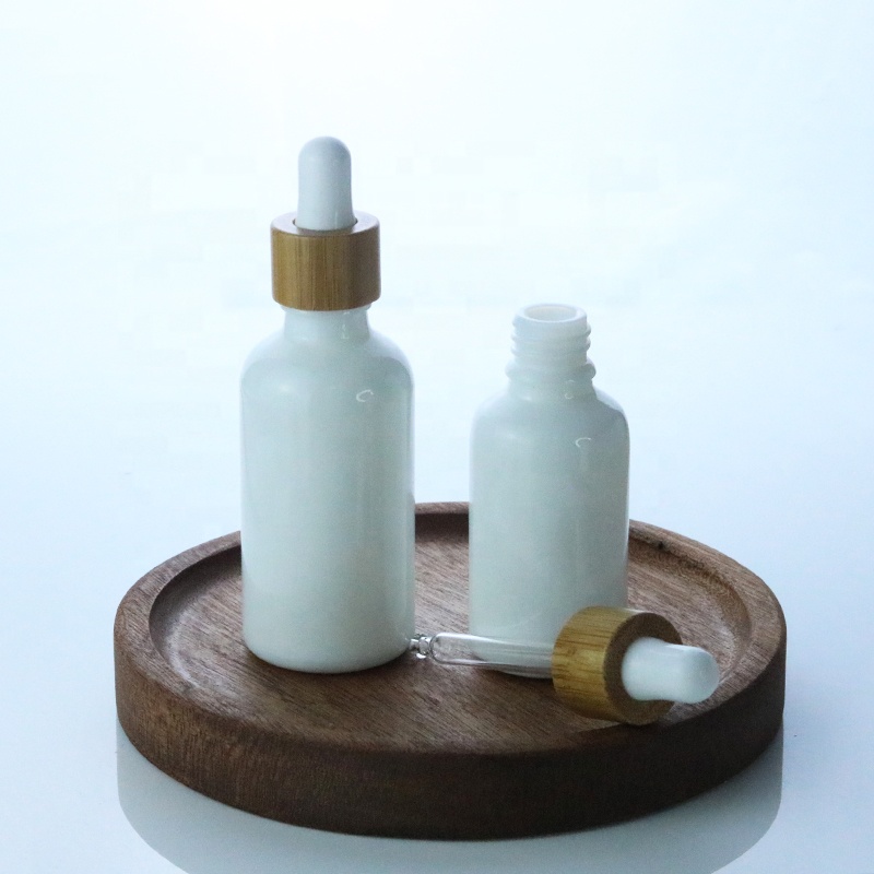 China manufacturer 15ml 20ml 30ml 50ml 100ml porcelain white bamboo dropper cosmetic bottle (GRW14)