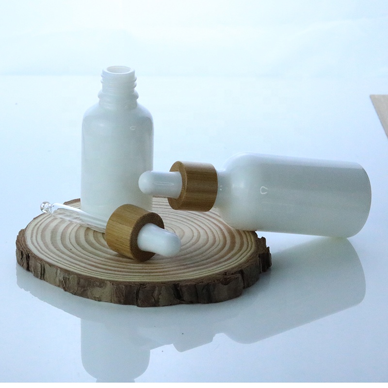 China manufacturer 15ml 20ml 30ml 50ml 100ml porcelain white bamboo dropper cosmetic bottle (GRW14)