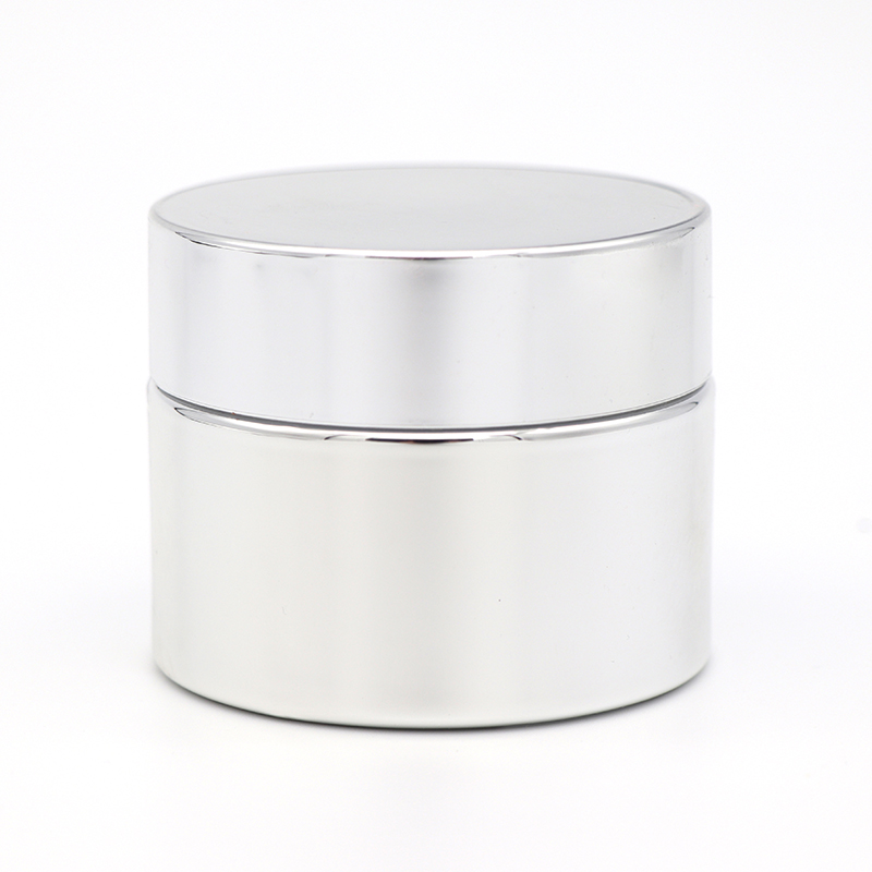 China manufacturer 30g 50g 60ml 100ml 120ml  Silver color Bottles white lid glass jars containers