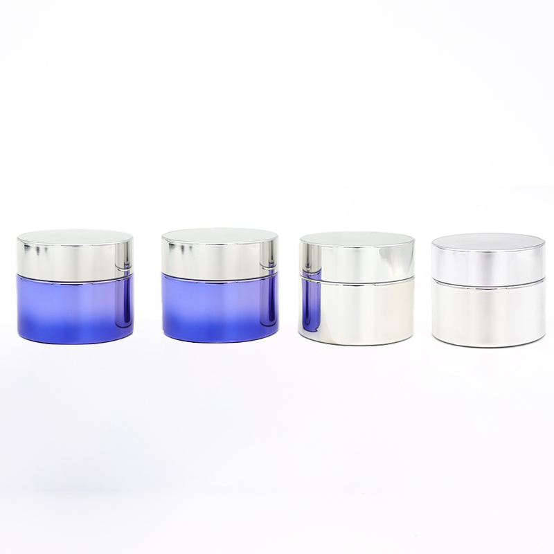 China manufacturer 30g 50g 60ml 100ml 120ml Silver color Bottles white lid glass jars containers