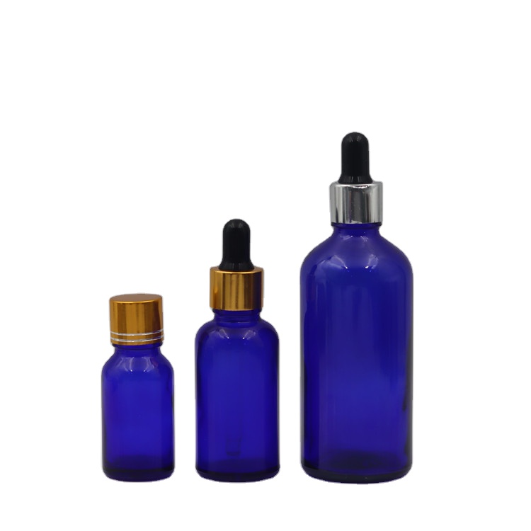 China manufacturer high quality blue essential oil glass bottle