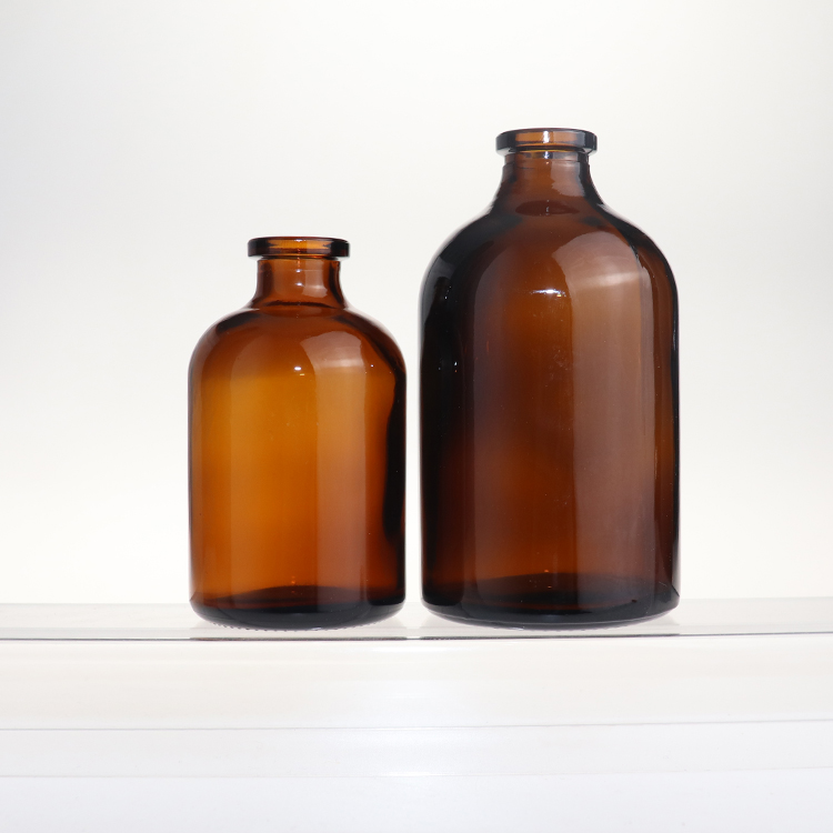 China manufacturers amber Brown injection moulded glass bottles 100ml laboratory glass vial with silicone