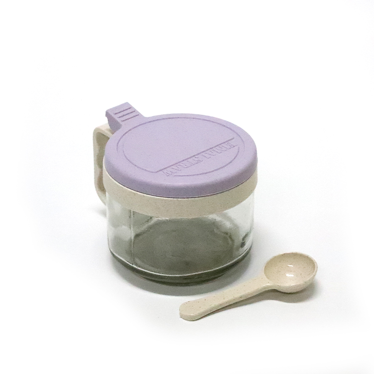 China produces wheat straw fiber degradable plastic kitchen sauce glass jar tableware