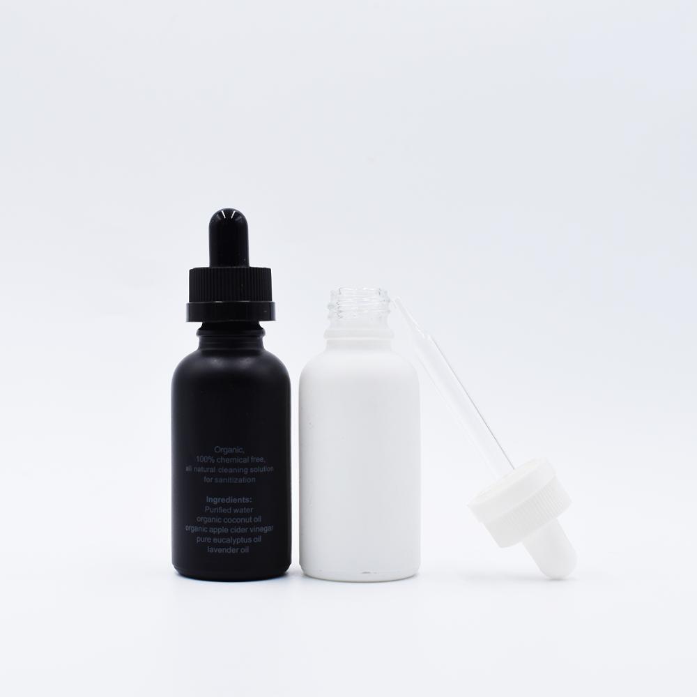 China supplier 100ml 50ml 30ml 20ml 15ml 10ml 5ml frosted matte white black glass dropper bottle with bamboo dropper
