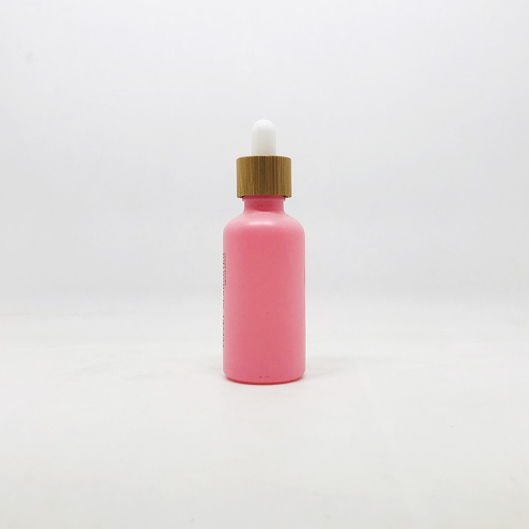 China supplier 100ml 50ml 30ml 20ml 15ml 10ml 5ml frosted pink matte white black glass dropper bottle with bamboo dropper